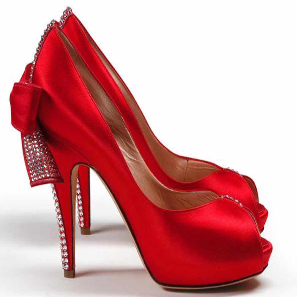 Valentines red party wear high Heel shoes | She12: Girls Beauty Salon